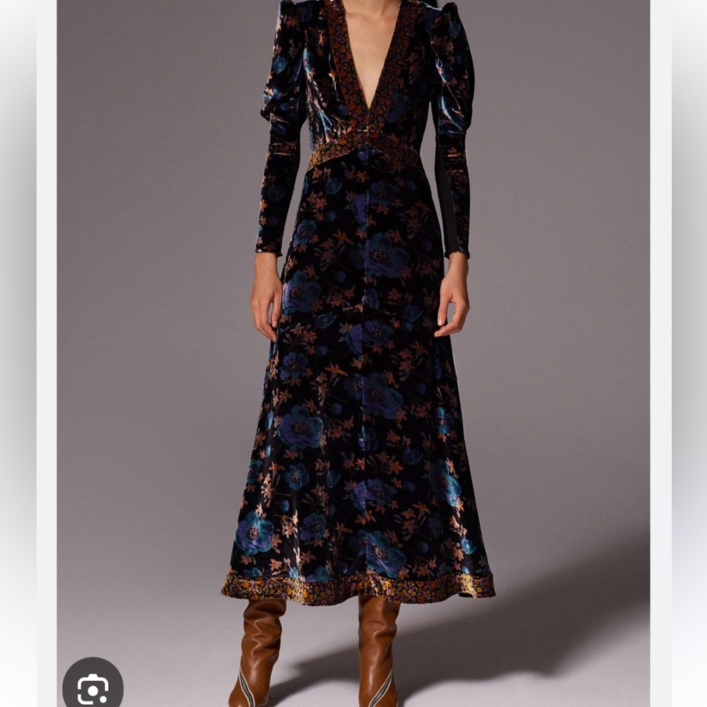 Rebecca Taylor Solstice Floral Velvet Maxi Dress